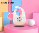 BABADOR DE SILICONE COM PEGA MIGALHAS FEITO PARA SEU BEBÊ